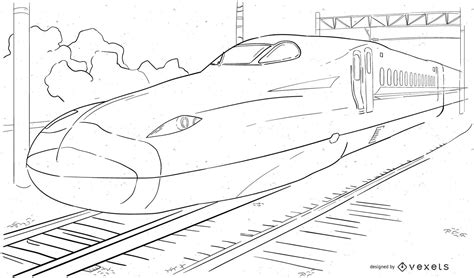 abstract sketch black white bullet train vector