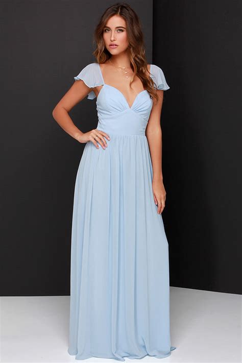 Lovely Light Blue Dress Bridesmaid Dress Blue Maxi