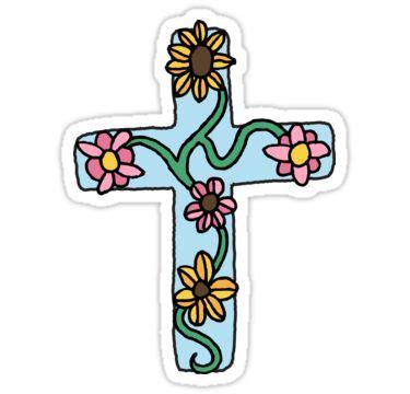 floral cross hand drawn style sticker  mhea   draw hands