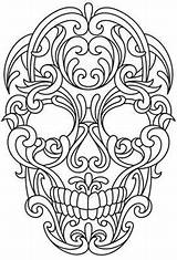 Skull Leather Patterns Tooling Printable Stencil Coloring Pages Designs Wood Pattern Skulls Book Adult Sheets Templates Sugar Burning Carving Template sketch template