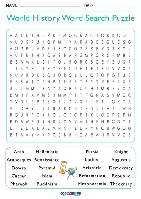 printable history word search coolbkids