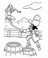 Pan Hook Peter Coloring Captain Fight Sheet sketch template