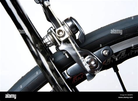 close   rear rim brakes   typical road bicycle stock photo alamy