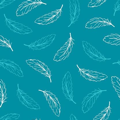 abstract teal seamless pattern  feather vector graphic illustration