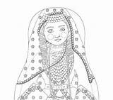 Coloring Armenian Girl Sheet Printable Matryoshka  sketch template