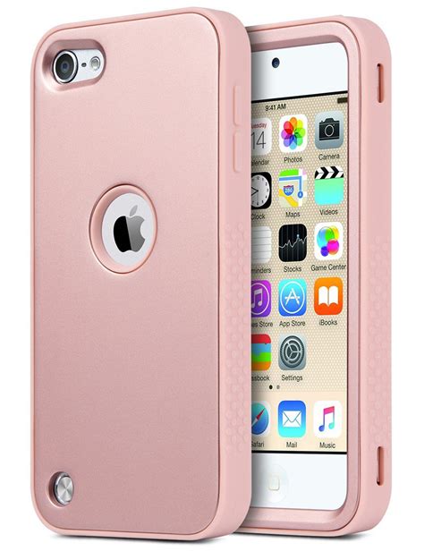 ipod touch   gen hybrid rubber high impact armor case cover rose gold
