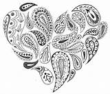 Paisley Coloring Pages Printable Pattern Heart Adults Adult Mandala Drawing Aesthetic Patterns Print Easy Coloriage Funny Adulte Designs Flower Color sketch template