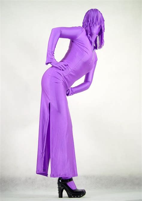 sexy lycra spandex zentai bodysuit purple  inclusive catsuit unisex full body zentai