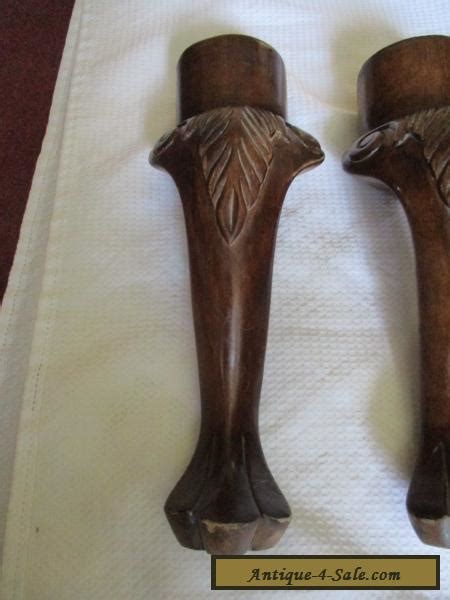 set   antique vintage solid wood lions foot table legs