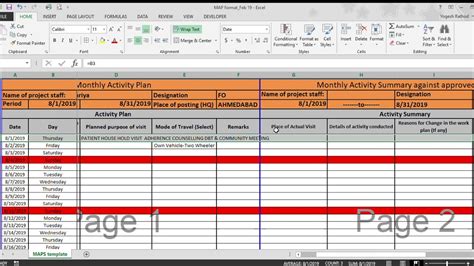 monthly activity plan format youtube