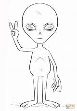 Alien Coloring Draw Peace Drawing Pages Sign Easy Drawings Aliens Cartoon Printable Sketches sketch template