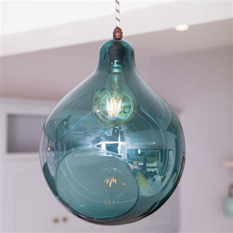 william pendant teal glass light