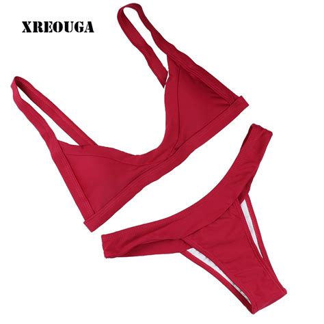 xreouga women solid sexy best bikini sets padded push up vintage hot