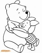 Pooh Piglet Winnie Coloring Pages Disneyclips Hugging sketch template