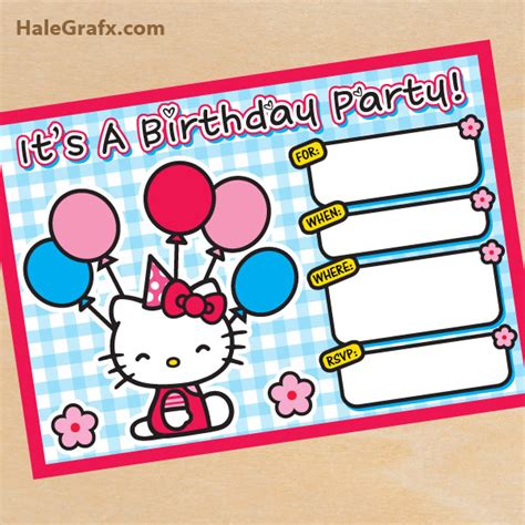 printable  kitty birthday invitation