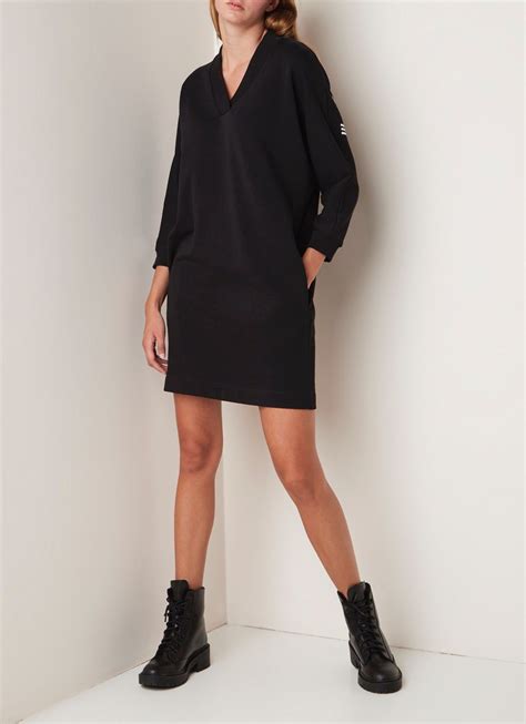 kenzo sweaterjurk met  hals en logoprint de bijenkorf fashion black dress  black dress