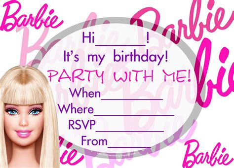 Barbie Birthday Invitations Invitation Design Blog