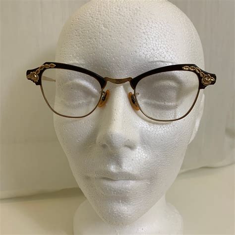 vintage 1950s cateye horn rimmed eye glasses with case etsy vintage