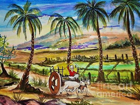 Indian Village Painting By Sanjana Hemanth