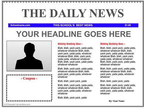 newspaper examples newspaper article template    sample