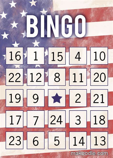 patriotic bingo cards  fourth  july printable activity fourth