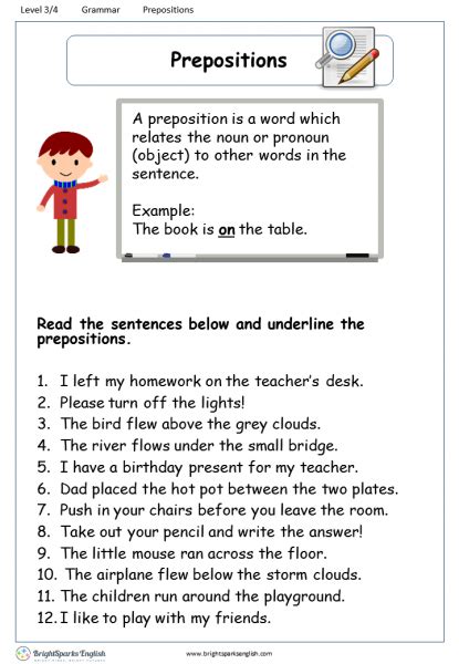 prepositions worksheet english treasure trove