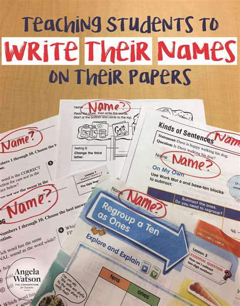 teaching students  write  names   papers