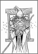 Wizard Dover Malen Elf Stamping Zauberer sketch template