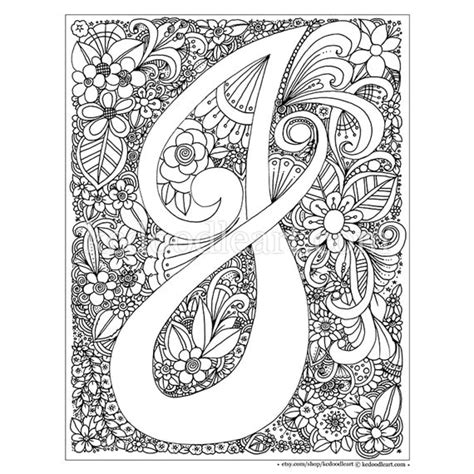instant digital  adult coloring page letter  etsy