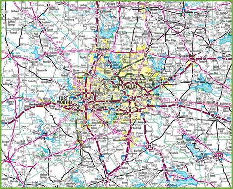 dallas area road map ontheworldmapcom