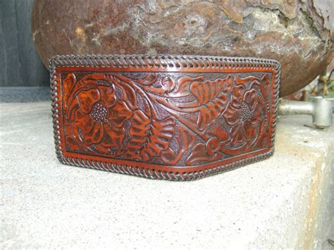 mens leather wallet hand  hand tooled