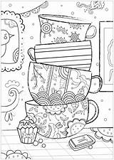 Coloring Pages Stress Anti Adult Cups Zen Adults Printable Color Cute Book Antistress Detailed Justcolor Choose Board Relaxation Surreal Easy sketch template