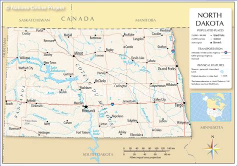 map   state  north dakota usa nations  project