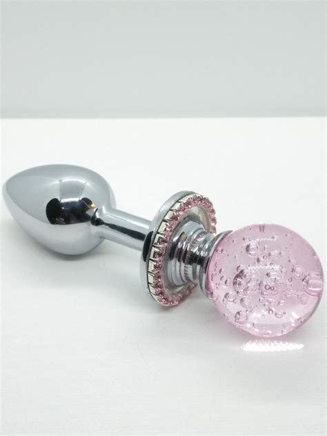 pink bubble round glass butt plug mature bbw sex toy ddlg etsy