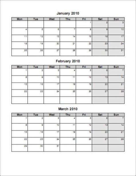 printable  month calendar template calendar design