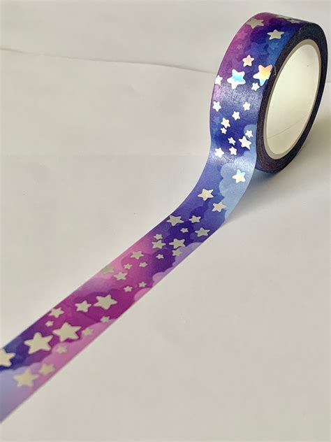 original washi tape design purple clouds  holographic etsy