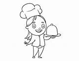 Cozinheira Cocinera Chef Bandeja Colorir Cocineros Desenhos Faciles Apron Cozinheiros Cinderella Profissoes Dibuixos Amb Cuinera Safata sketch template