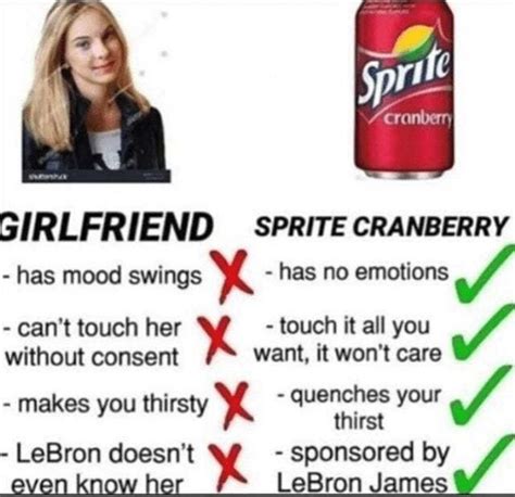 Girlfriend Vs Sprite Cranberry Meme By Splinter99 Memedroid