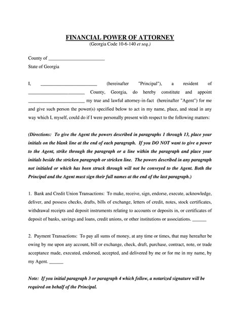 printable power  attorney forms  georgia printable forms