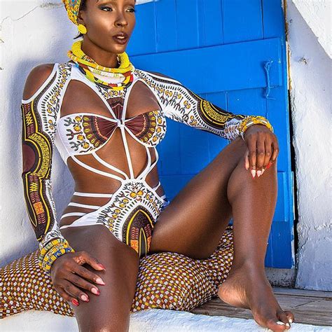 sexy women african tribal print hollow out bandage long sleeve jumpsuit swimsuit ebay