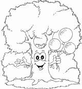 Tree Balloons Coloring Holding sketch template