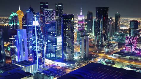 qatar doha march   night rooftop stock footage sbv  storyblocks