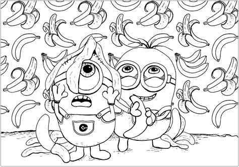minion bananas falling   sky minions kids coloring pages