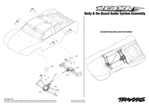 exploded view traxxas slash  tq rtr onboard audio body astra