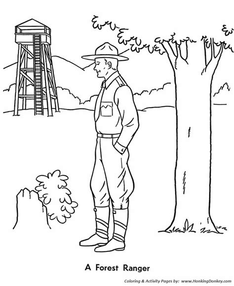 summer season coloring page park ranger coloring pages forest