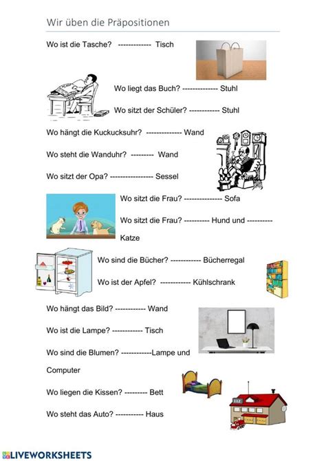 lokale praepositionen worksheet   language worksheets german