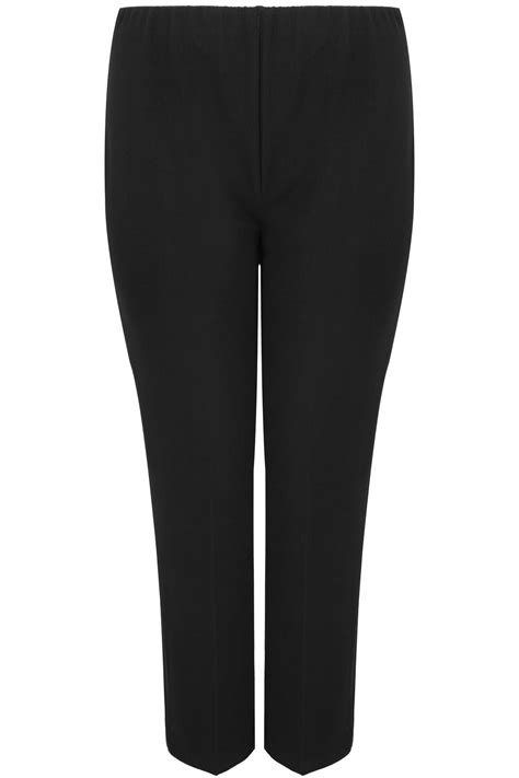 black pull on ribbed bootcut trousers plus size 16 to 32