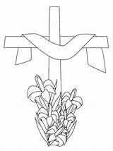 Easter Cross Coloring Pages Lily Friday Clipart Good Sheets Printable Kids Spring Color Christian Colouring Religious Resurrection Sheet Flowers Draped sketch template