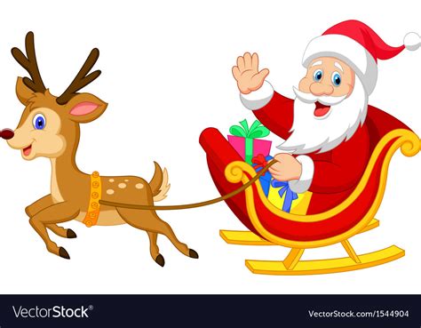 santa flying   sleigh cartoon