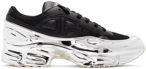 raf simons black silver adidas originals edition ozweego sneakers ssense sneakers raf